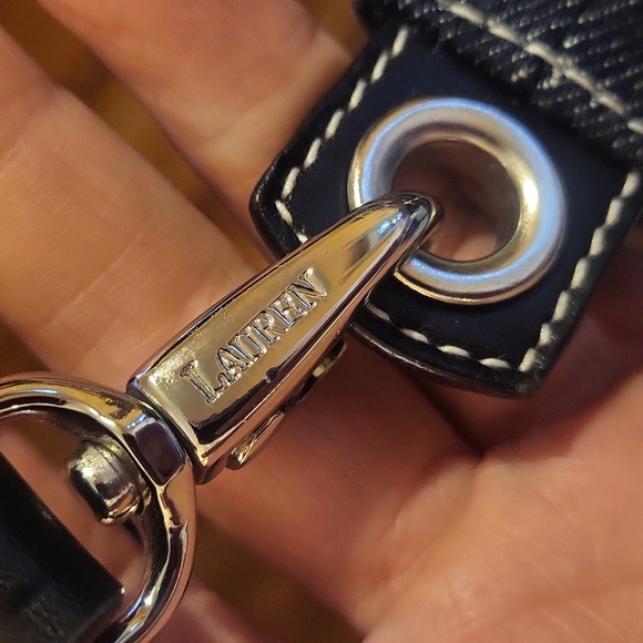 Lauren Ralph Lauren Denim Black and White Houndstooth Mini Bag - Picture 5 of 6